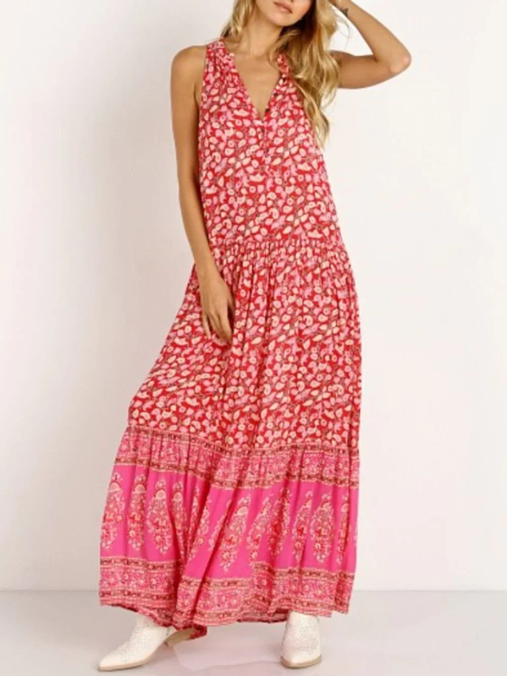 floral maxi dress au Provence Bloom Long Sleeve Maxi Dress Floral Blue